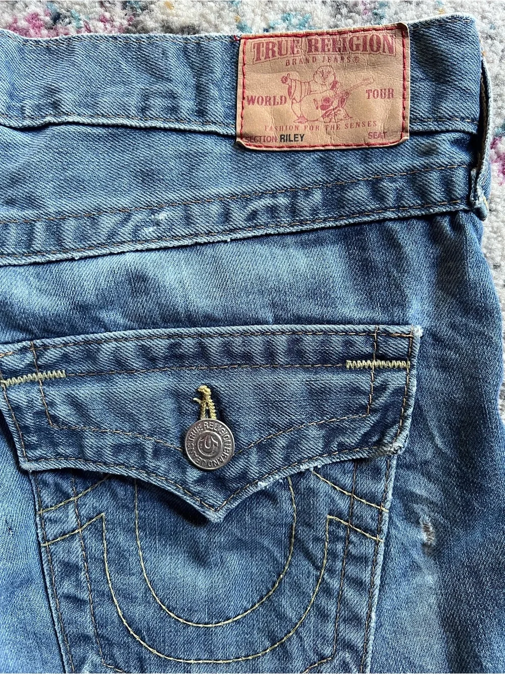 🔥🩵True Religion-Riley Baggy Boyfriend Oversized Jean Short🩵🔥